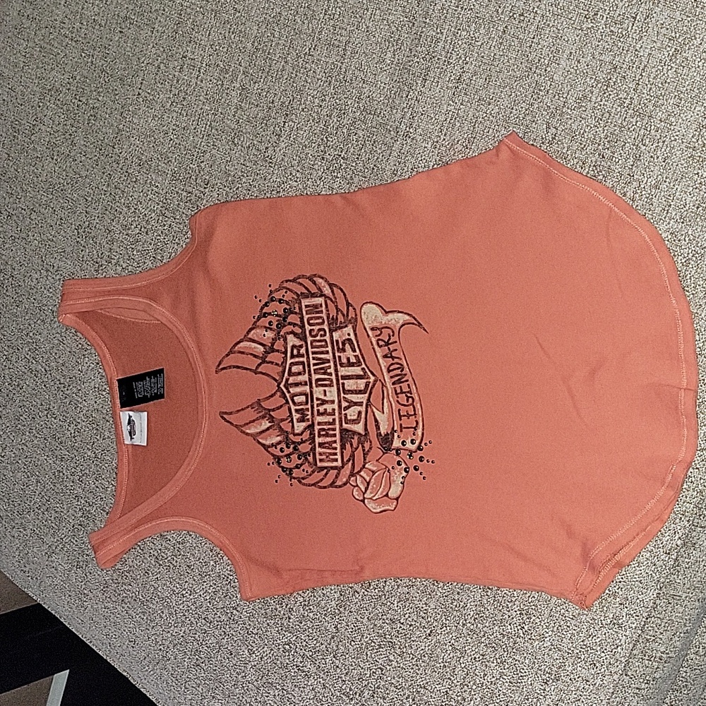 HARLEY DAVIDSON SZ L WOMENS BURNT ORANGE TANK LIKE NEW WORN ONCE